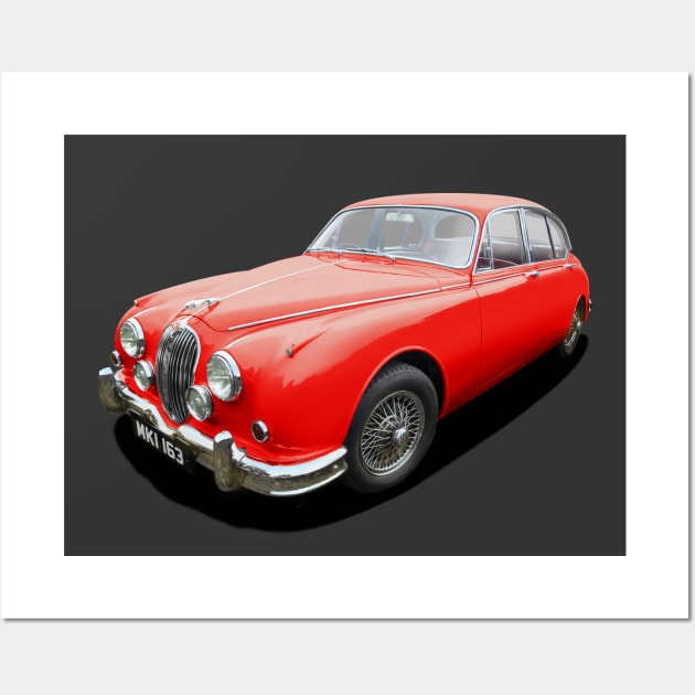 Jaguar Mk 2 in red Wall Art by candcretro